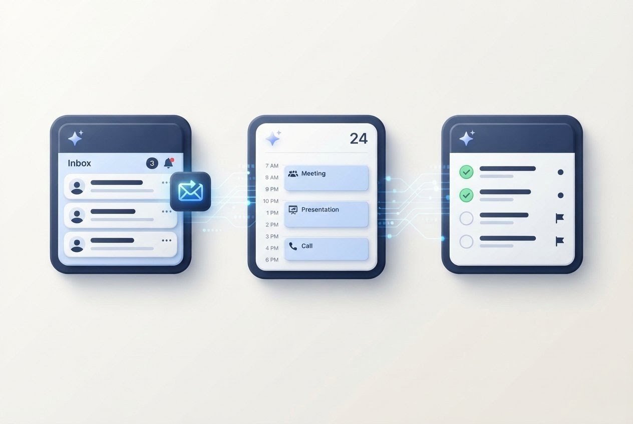 AI-powered virtual assistant workspace for email management, calendar scheduling, and task organization