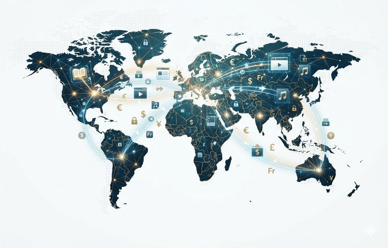 Selling digital products internationally with global customers, multiple currencies, international payments, and worldwide digital commerce